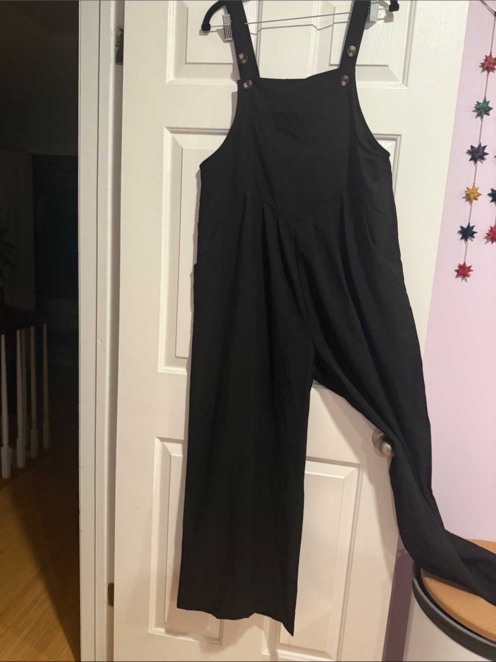 Black Wide-Leg Jumpsuit with Adjustable Straps
